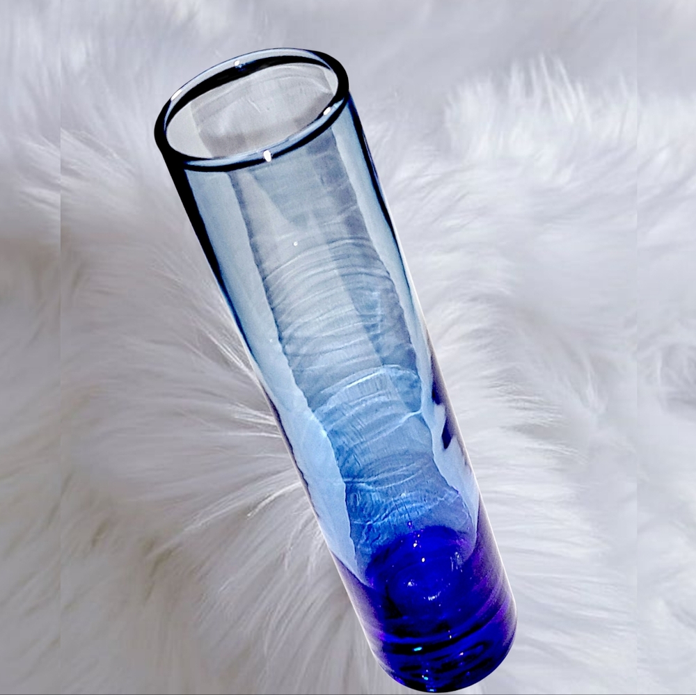 Libbey Blue Ombre Tall Glass Vase